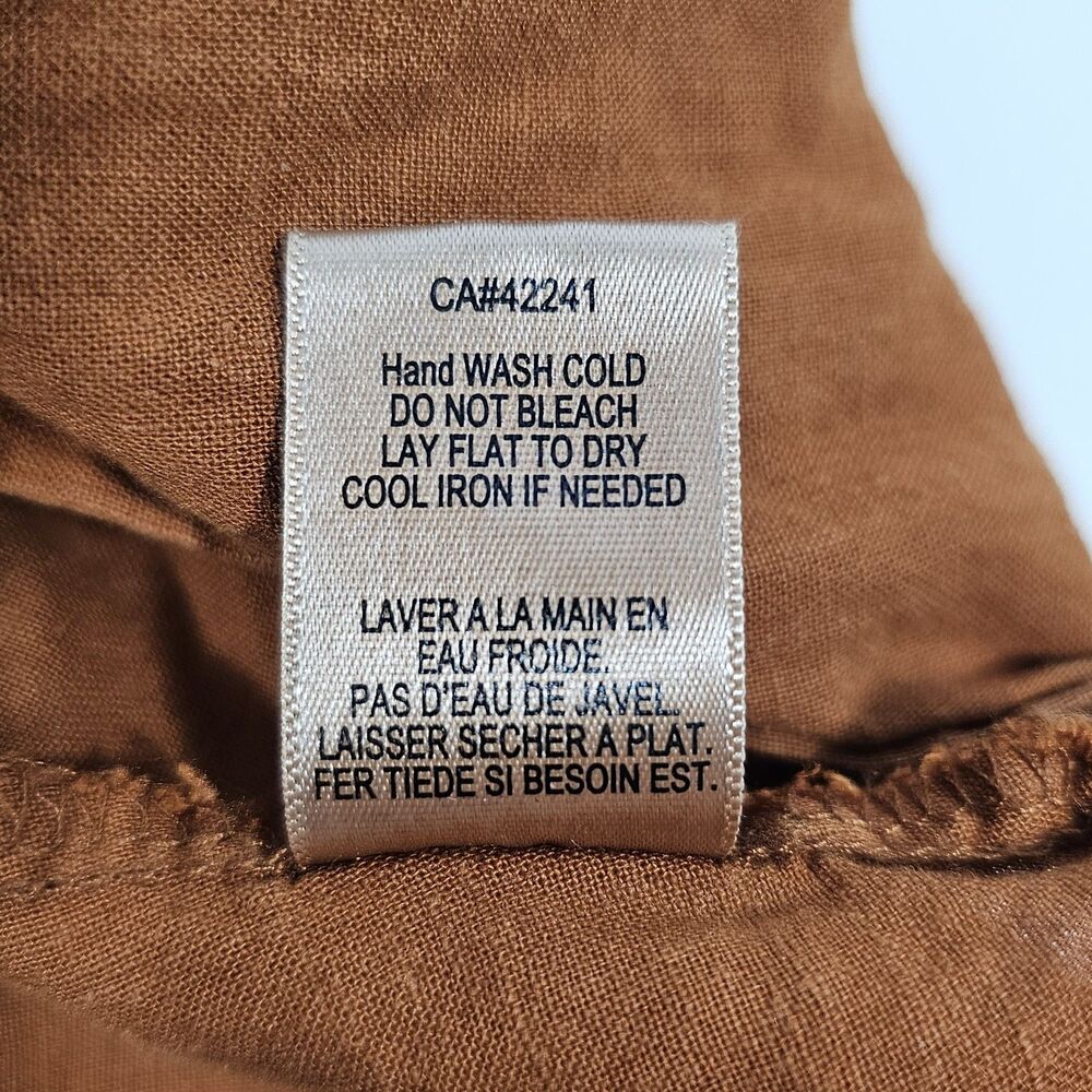 Young Fabulous & Broke Traveler Linen Blend Relaxed Button Down Top Tan Rust S - Picture 5 of 5